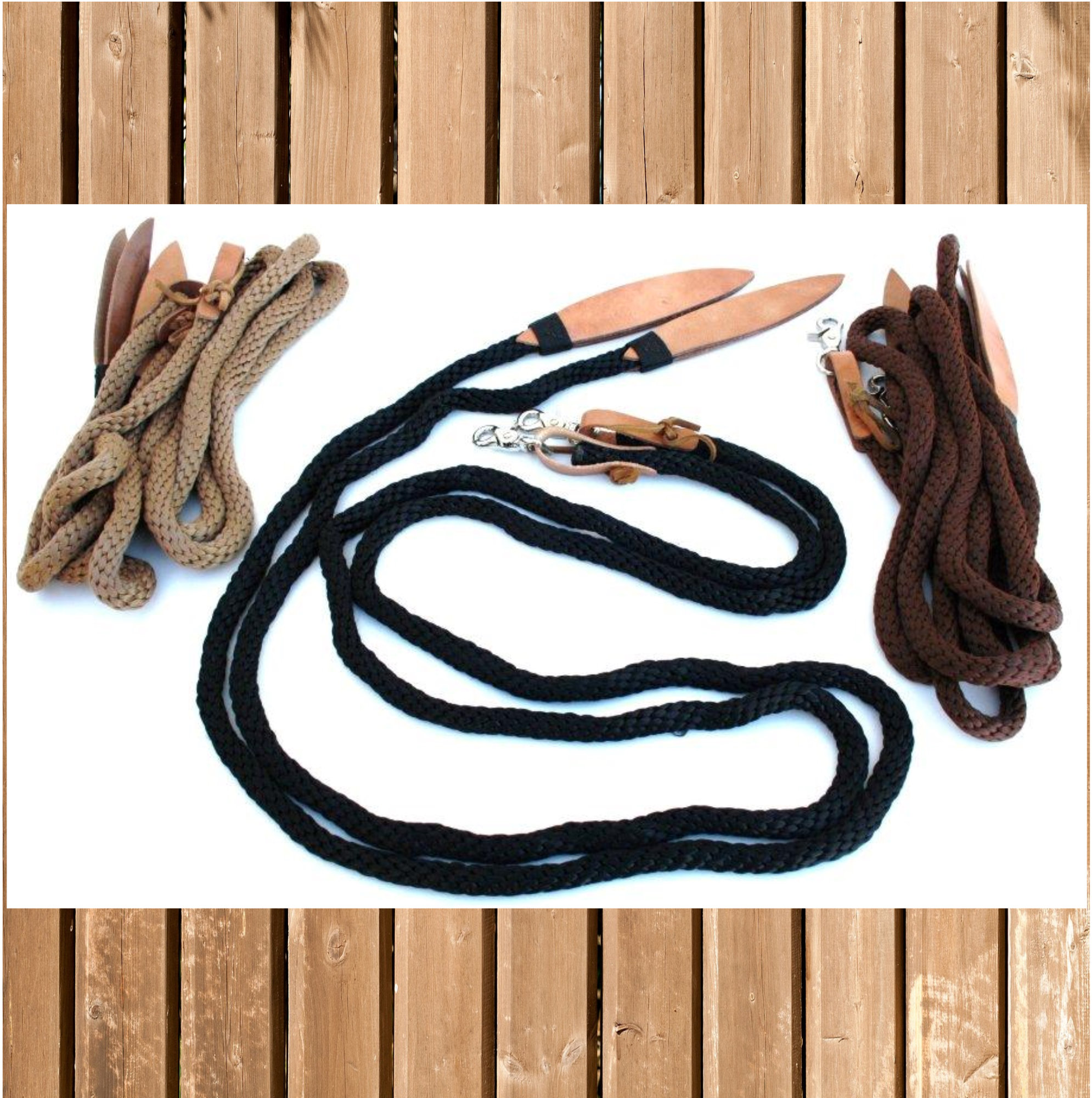 Poly Rope Split Reins mit Leder Popper, Nylon Zügel offen